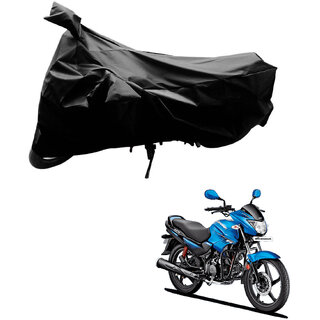                       AutoRetail Two Wheeler Polyster Cover for Hero Glamour Fi with Mirror Pocket (Black Color)                                              