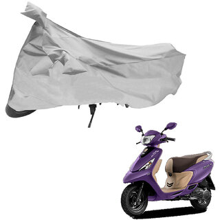 AutoRetail Perfect Fit Two Wheeler Polyster Cover for TVS Zest 110 (Mirror Pocket, Silver Color)