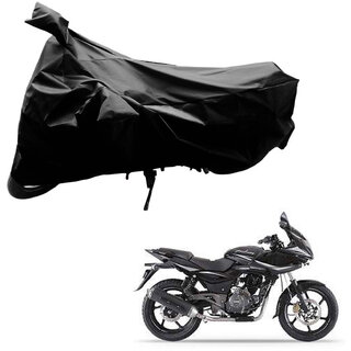                       AutoRetail Custom Made Two Wheeler Polyster Cover for Bajaj Pulsar 200 NS (Mirror Pocket, Black Color)                                              