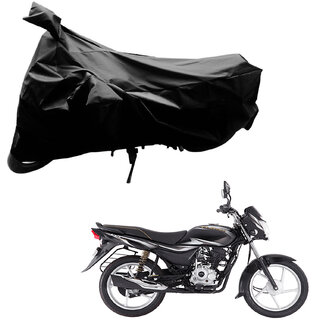                       AutoRetail Perfect Fit Two Wheeler Polyster Cover for Bajaj Platina 100 Es (Mirror Pocket, Black Color)                                              