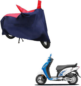 AutoRetail Custom Made Two Wheeler Polyster Cover for Honda Activa i (Mirror Pocket, Red and Blue Color)