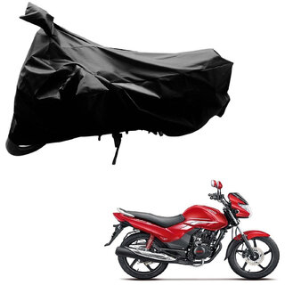                       AutoRetail Custom Made Two Wheeler Polyster Cover for Hero Achiever (Mirror Pocket, Black Color)                                              