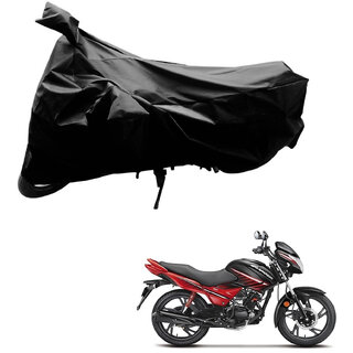                      AutoRetail Custom Made Two Wheeler Polyster Cover for Hero Glamour (Mirror Pocket, Black Color)                                              
