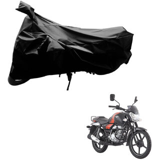                       AutoRetail Perfect Fit Two Wheeler Polyster Cover for Bajaj V12 (Mirror Pocket, Black Color)                                              