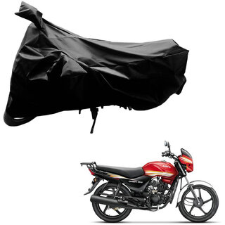                       AutoRetail Perfect Fit Two Wheeler Polyster Cover for Hero HF Dawn (Mirror Pocket, Black Color)                                              