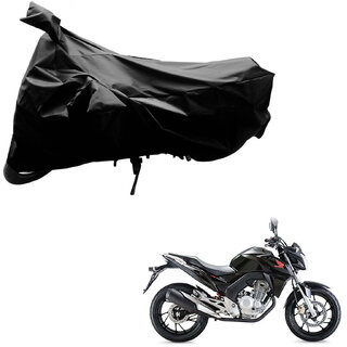                       AutoRetail Custom Made Two Wheeler Polyster Cover for Honda CB Twister (Mirror Pocket, Black Color)                                              