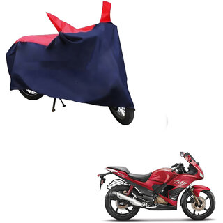                       AutoRetail Custom Made Two Wheeler Polyster Cover for Hero Karizma (Mirror Pocket, Red and Blue Color)                                              