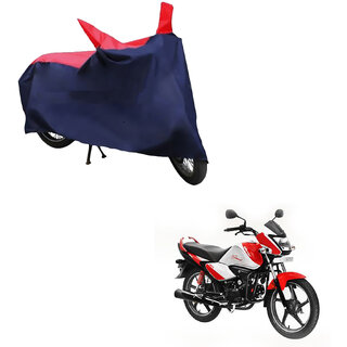                       AutoRetail Perfect Fit Two Wheeler Polyster Cover for Hero Splendor I Smart (Mirror Pocket, Red and Blue Color)                                              