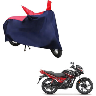                       AutoRetail Perfect Fit Two Wheeler Polyster Cover for Hero Glamour (Mirror Pocket, Red and Blue Color)                                              