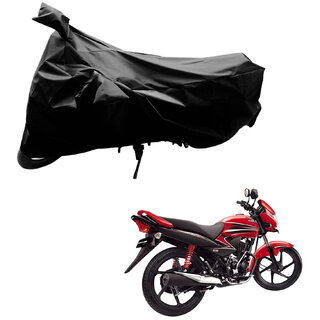                       AutoRetail Perfect Fit Two Wheeler Polyster Cover for Honda Dream Yuga (Mirror Pocket, Black Color)                                              