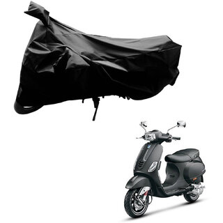                       AutoRetail Custom Made Two Wheeler Polyster Cover for Piaggio Vespa VX (Mirror Pocket, Black Color)                                              