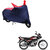 AutoRetail Custom Made Two Wheeler Polyster Cover for Hero HF Deluxe (Mirror Pocket, Red and Blue Color)