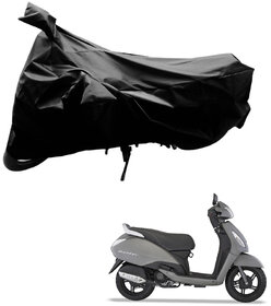 AutoRetail Perfect Fit Two Wheeler Polyster Cover for TVS  Jupiter (Mirror Pocket, Black Color)