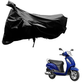                       AutoRetail Custom Made Two Wheeler Polyster Cover for Suzuki Access (Mirror Pocket, Black Color)                                              