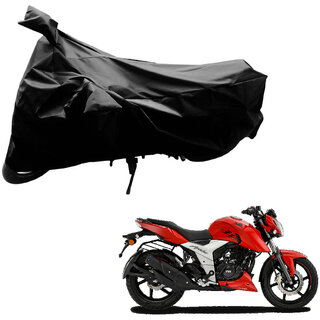                       AutoRetail Custom Made Two Wheeler Polyster Cover for TVS Apache RTR (Mirror Pocket, Black Color)                                              