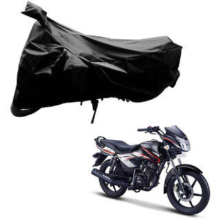                       AutoRetail Custom Made Two Wheeler Polyster Cover for TVS Phoenix (Mirror Pocket, Black Color)                                              