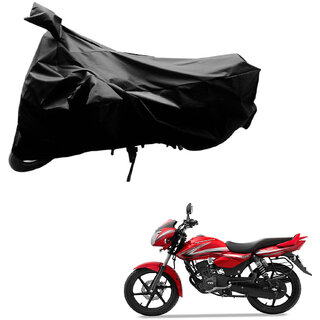                       AutoRetail Custom Made Two Wheeler Polyster Cover for TVS Phoenix 125 (Mirror Pocket, Black Color)                                              