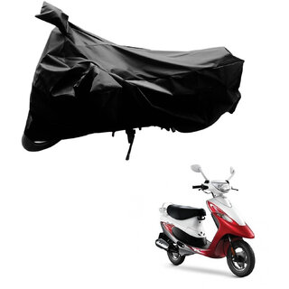                      AutoRetail Custom Made Two Wheeler Polyster Cover for TVS Scooty Pep + (Mirror Pocket, Black Color)                                              