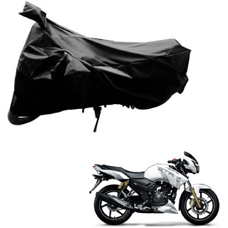                       AutoRetail Custom Made Two Wheeler Polyster Cover for TVS Apache RTR 180 (Mirror Pocket, Black Color)                                              