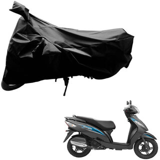                       AutoRetail Custom Made Two Wheeler Polyster Cover for TVS Wego (Mirror Pocket, Black Color)                                              
