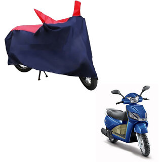                       AutoRetail Perfect Fit Two Wheeler Polyster Cover for Mahindra Gusto (Mirror Pocket, Red and Blue Color)                                              