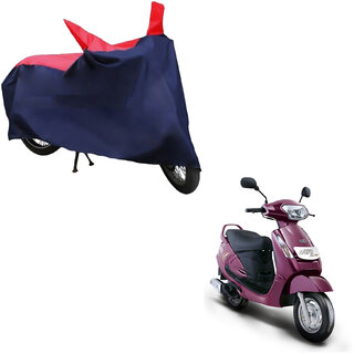                       AutoRetail Perfect Fit Two Wheeler Polyster Cover for Mahindra Kine (Mirror Pocket, Red and Blue Color)                                              