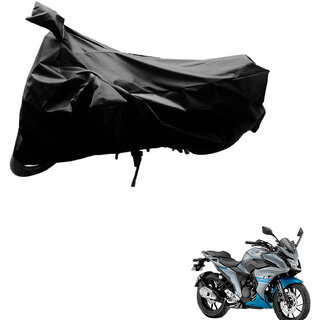                       AutoRetail Custom Made Two Wheeler Polyster Cover for Yamaha Fazer (Mirror Pocket, Black Color)                                              
