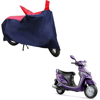                       AutoRetail Perfect Fit Two Wheeler Polyster Cover for Mahindra Rodeo RZ (Mirror Pocket, Red and Blue Color)                                              