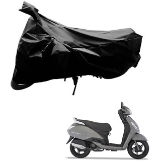 AutoRetail Perfect Fit Two Wheeler Polyster Cover for TVS  Jupiter (Mirror Pocket, Black Color)