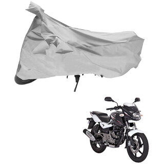                       AutoRetail Custom Made Two Wheeler Polyster Cover for Bajaj Pulsar 180 DTS-i (Mirror Pocket, Grey Color)                                              