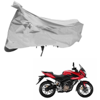                       AutoRetail Custom Made Two Wheeler Polyster Cover for Bajaj Pulsar AS 200 (Mirror Pocket, Grey Color)                                              