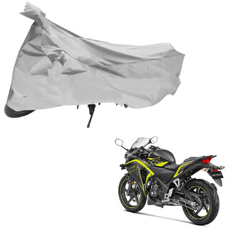                       AutoRetail Water Resistant Two Wheeler Polyster Cover for Honda CBR 250R (Mirror Pocket, Silver Color)                                              