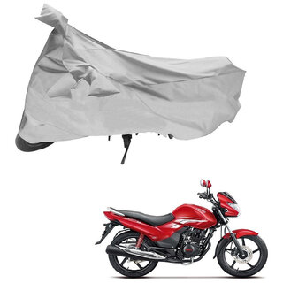                       AutoRetail Perfect Fit Two Wheeler Polyster Cover for Hero Achiever (Mirror Pocket, Grey Color)                                              