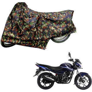                       AutoRetail Perfect Fit Two Wheeler Polyster Cover for Bajaj DisPolyster Cover 150 (Mirror Pocket, Jungle Color)                                              