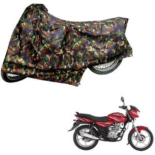                       AutoRetail Perfect Fit Two Wheeler Polyster Cover for Bajaj DisPolyster Cover 125 DTS-i (Mirror Pocket, Jungle Color)                                              