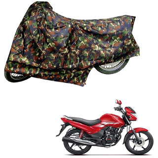                       AutoRetail Perfect Fit Two Wheeler Polyster Cover for Hero Achiever (Mirror Pocket, Jungle Color)                                              
