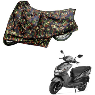                       AutoRetail Perfect Fit Two Wheeler Polyster Cover for Honda  Dio (Mirror Pocket, Jungle Color)                                              