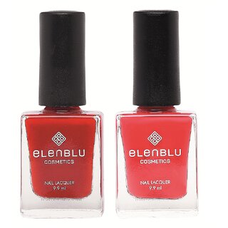                       Mulberry Red  Red - 9.9ml Each - Elenblu Pastels Nail Polish (Pack of 2 Nail Polish)                                              