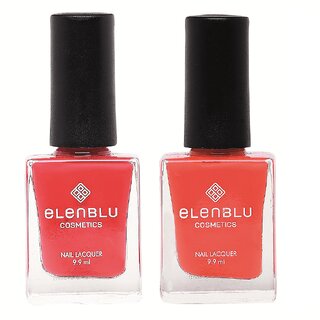                        Red & Taffeta - 9.9ml Each - Elenblu Pastels Nail Polish (Set of 2 Nail Polish)                                              