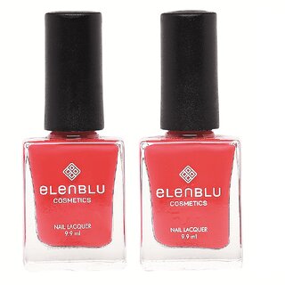                        Red & Valentine Red - 9.9ml Each - Elenblu Pastels Nail Polish (Set of 2 Nail Polish)                                              