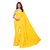 SOFTIEONS E-COMMERCE Sarees Solid Yellow And Beige  Coloured Georgette Fashion Party Wear Women's Saree/Sari With Blouse Piece.