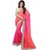 SOFTIEONS E-COMMERCE Sarees Solid Pink And Beige  Coloured Georgette Fashion Party Wear Women's Saree/Sari With Blouse Piece.