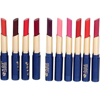                       Ads Waterproof Lipstick Set Of 10 Multicolor -ba Multicolor                                              