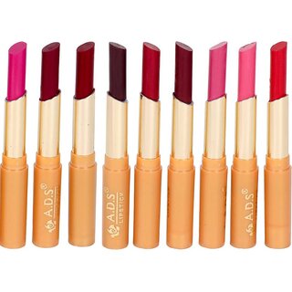                       ADS Waterproof matte  satin finish lipstick set of 9 multi color  (Multicolor)                                              