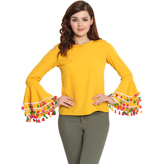 Shreemanya Fancy Casual Top Yellow Color Western Wear For Girls and Women