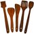 Desi Karigar Handmade Wooden Serving And Cooking Spoon Kitchen Utensil Set Of 5