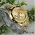 Rosara Gold Round Dial Metal Strap Analog Formal Watch For Men