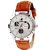 Espoir Round Dial Brown Leather Strap Analog Watch For Men