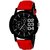 Mark Regal Black Dial Red Strap Watch for mens