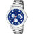 True Colors TC 153 Blue Chronograph Printed Dial Silver Steel Chain Watch - For Men